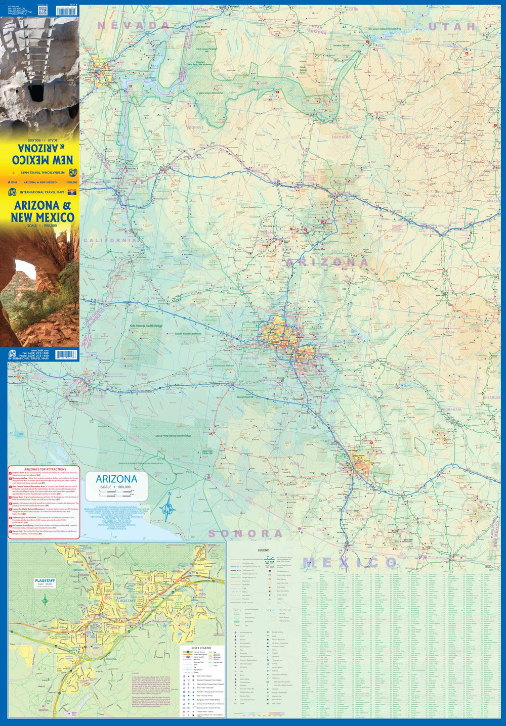 Carte de voyage - Arizona & Nouveau-Mexique (USA) | ITM carte pliée ITM 