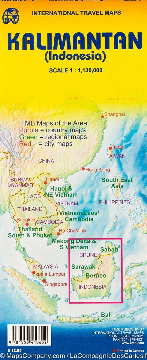 Carte de voyage - Bornéo (Malaisie, Indonésie, Brunei) | ITM carte pliée ITM 