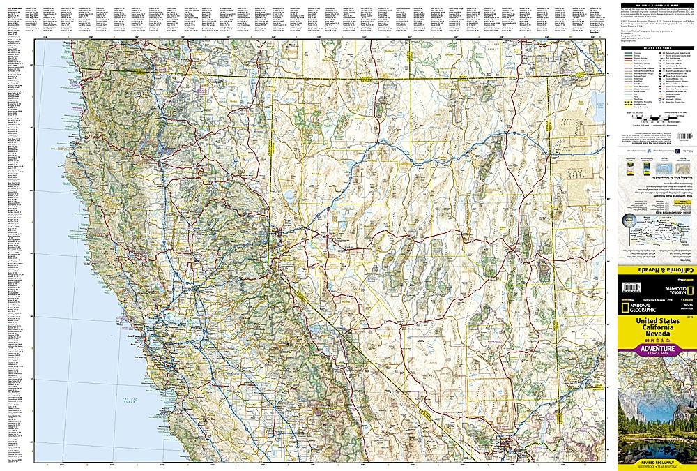 Carte de voyage - Californie &amp; Nevada | National Geographic - La Compagnie des Cartes