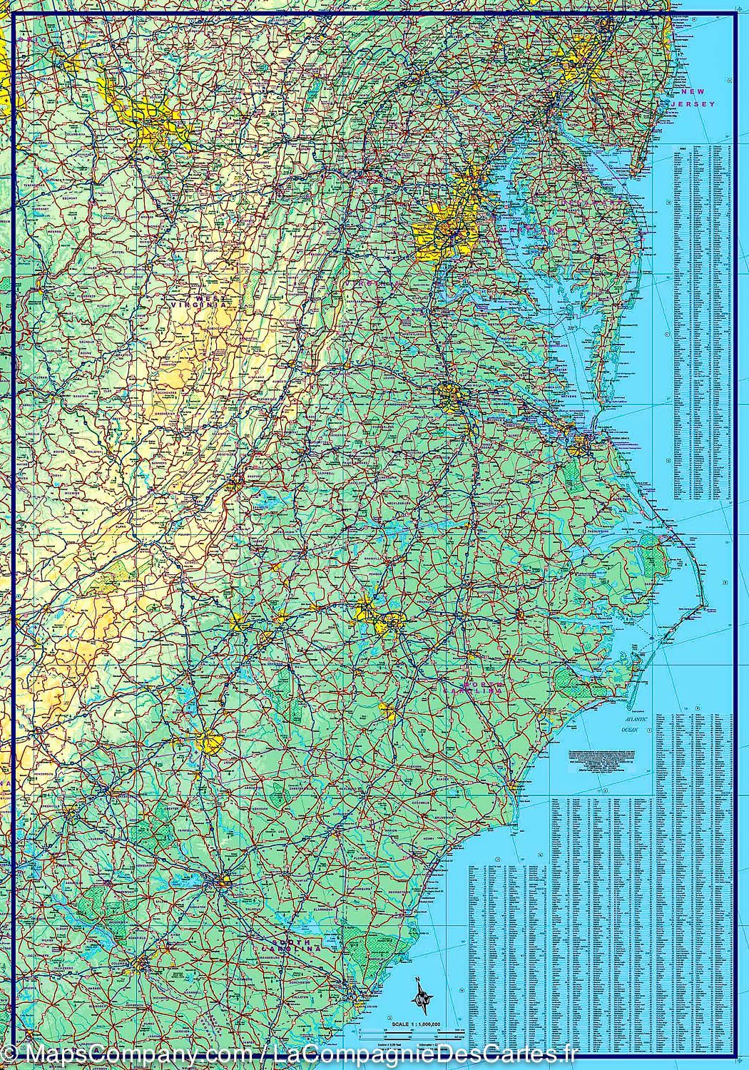 Carte de voyage - Etats atlantiques du sud des USA | ITM carte pliée ITM 