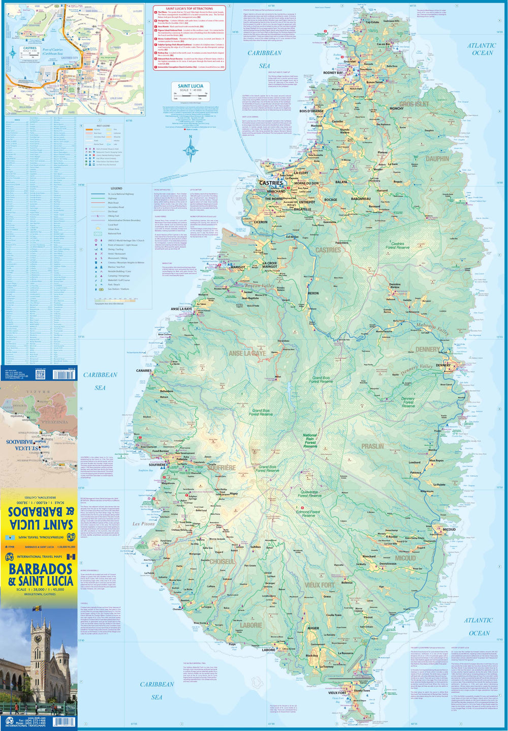 Carte de voyage - La Barbade & Sainte-Lucie | ITM carte pliée ITM 