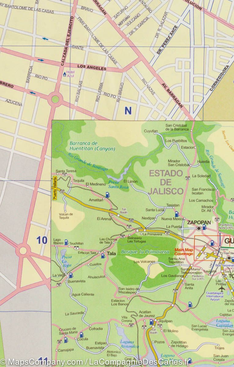 Carte de voyage - Mexique : Côte pacifique & Plan de Guadalajara | ITM carte pliée ITM 