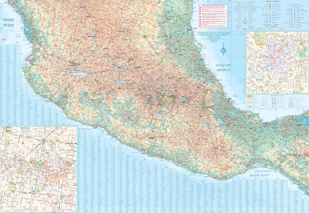 Carte de voyage - Mexique : Côte pacifique & Plan de Guadalajara | ITM carte pliée ITM 