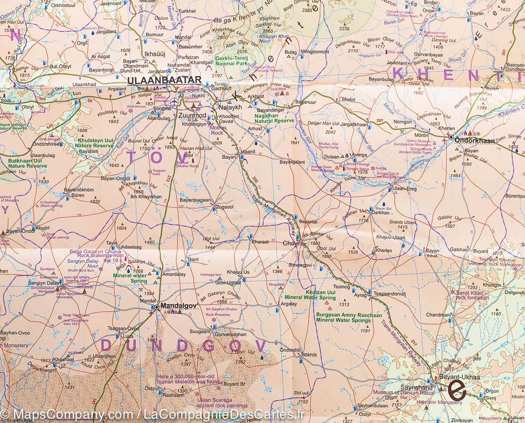 Carte de voyage de la Mongolie | ITM - La Compagnie des Cartes