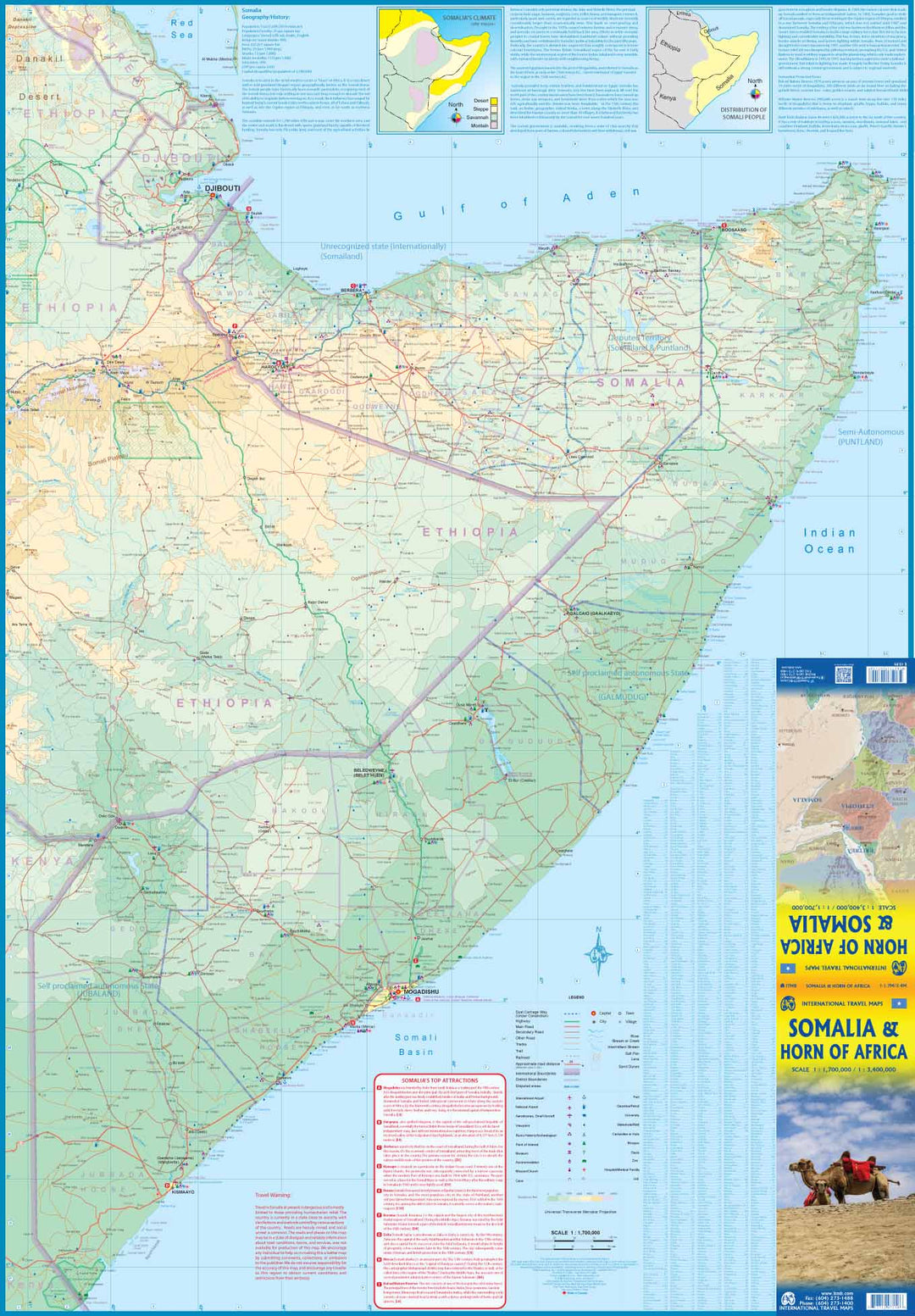 Carte de voyage - Somalie & Corne de l'Afrique | ITM carte pliée ITM 