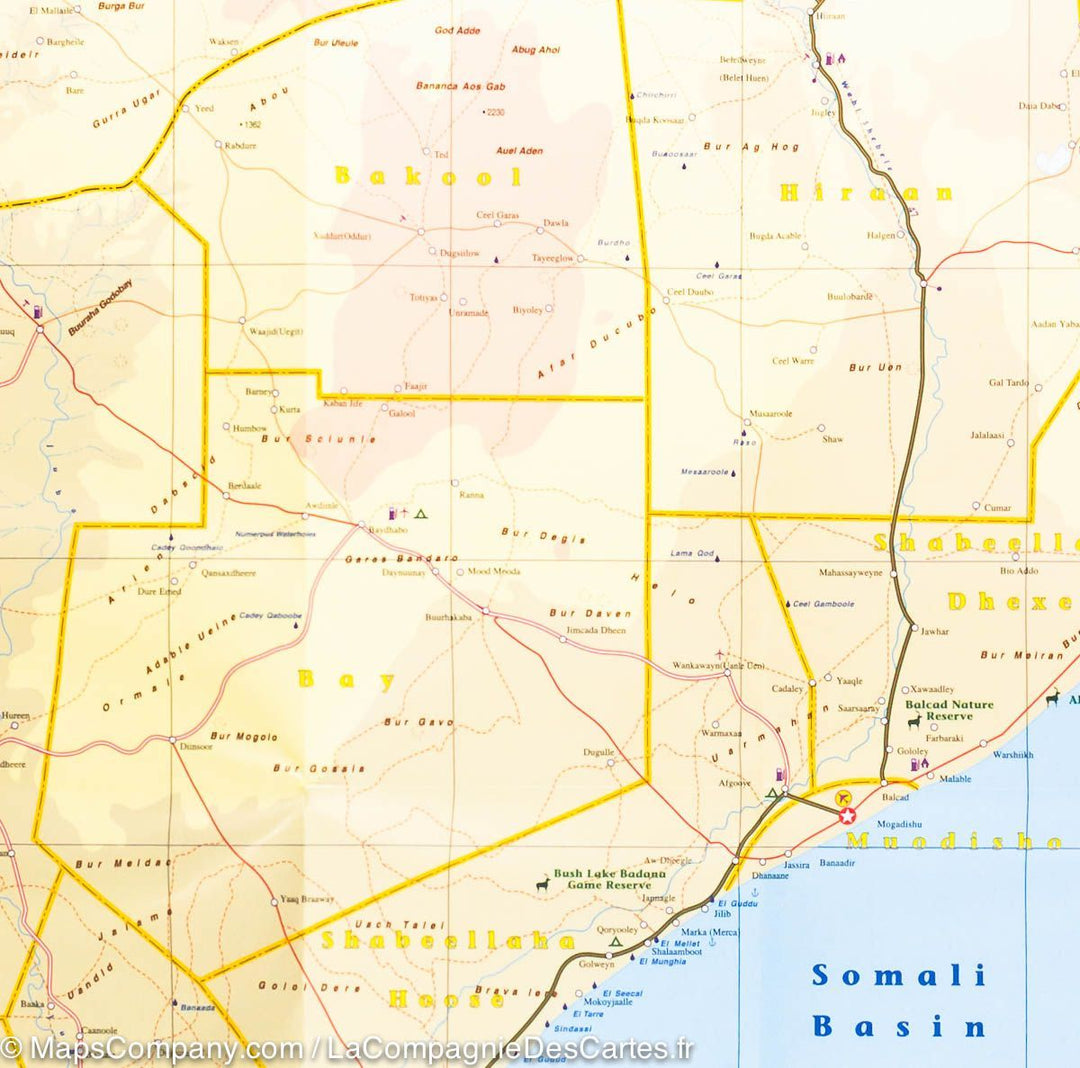 Carte de Somalie et de Djibouti | ITM - La Compagnie des Cartes
