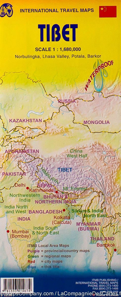 Carte de voyage - Tibet | ITM carte pliée ITM 