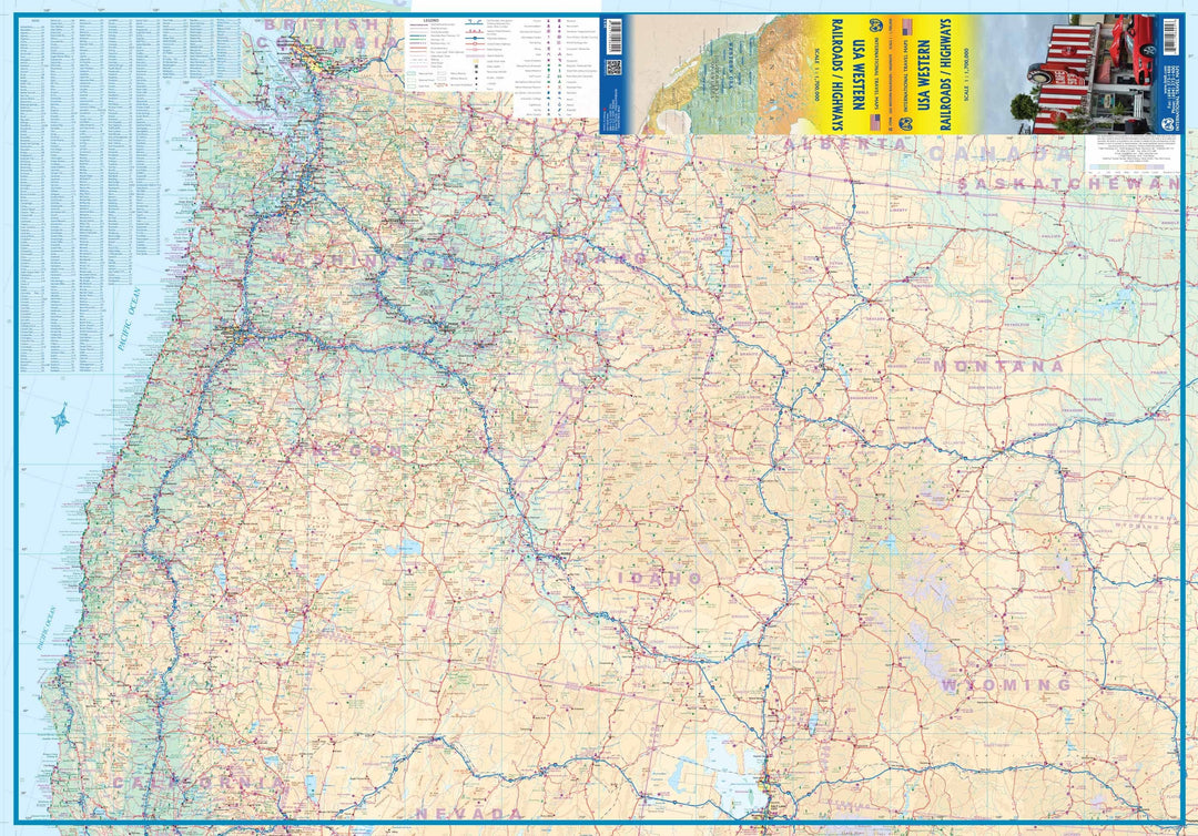 Carte de voyage - USA Ouest (autoroutes & chemins de fer) | ITM carte pliée ITM 