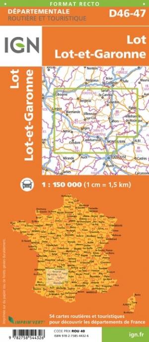 Carte départementale D46-47 - Lot & Lot-et-Garonne | IGN carte pliée IGN 