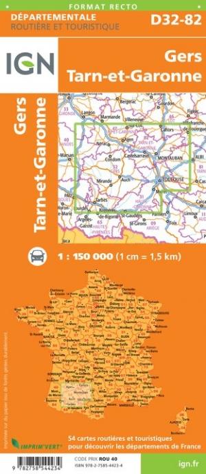 Carte départementale - Gers & Tarn-et-Garonne | IGN carte pliée IGN 