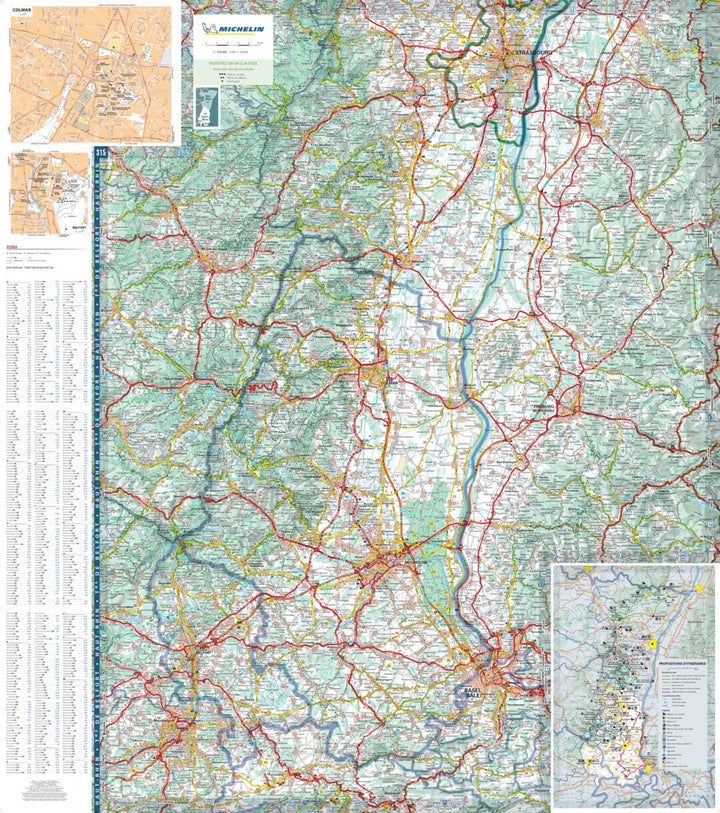 Carte départementale n° 315 - Bas-Rhin, Haut-Rhin & Territoire de Belfort | Michelin carte pliée Michelin 