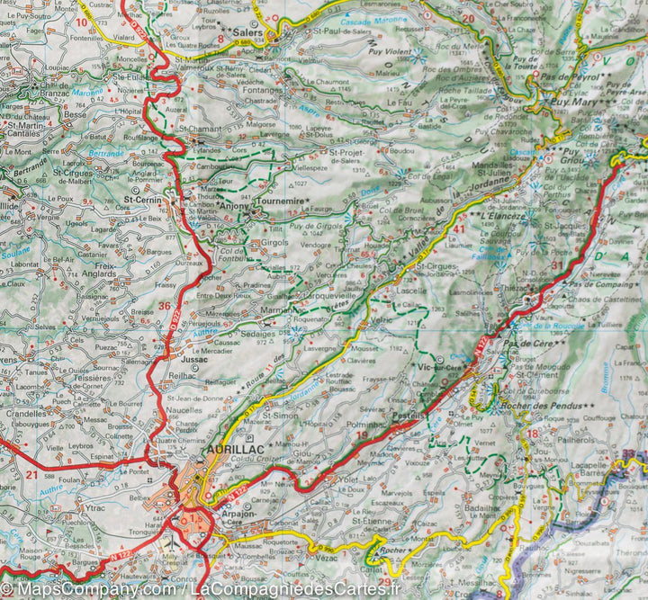 Carte départementale n° 330 - Cantal & Lozère | Michelin carte pliée Michelin 