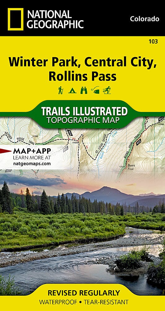 Carte des sentiers de Winter Park / Central City / Rollins Pass (Colorado), # 103 | National Geographic carte pliée National Geographic 