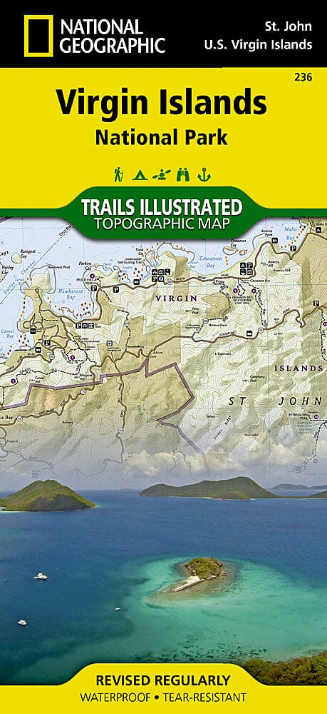 Carte des sentiers du parc national des îles Vierges, St John (Petites Antilles), # 236 | National Geographic carte pliée National Geographic 