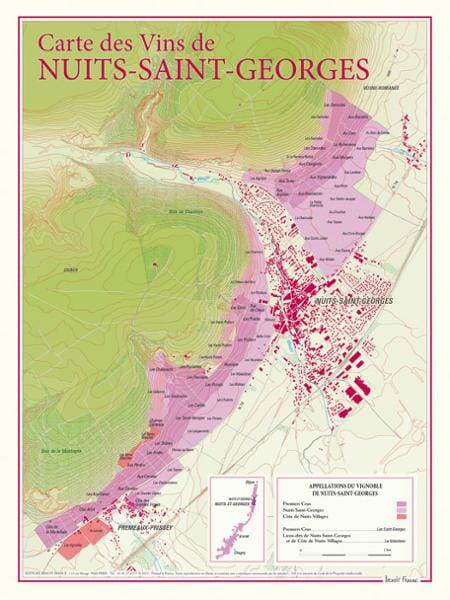 Carte des vins de Nuits-Saint-Georges carte pliée BENOIT FRANCE 