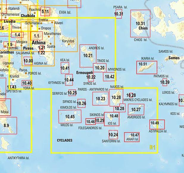 Carte détaillée - Cyclades & Iles Saroniques R1 | Anavasi carte pliée Anavasi 