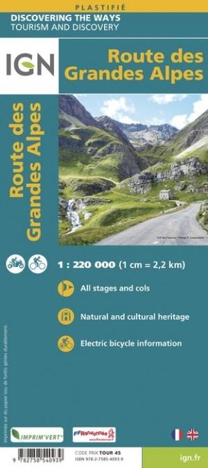 Carte détaillée - Route des Grandes Alpes | IGN carte pliée IGN 