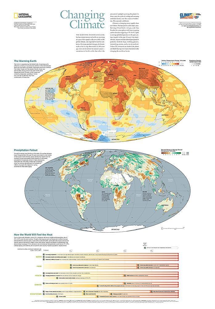 2007 Changing Climate Map Wall Map 