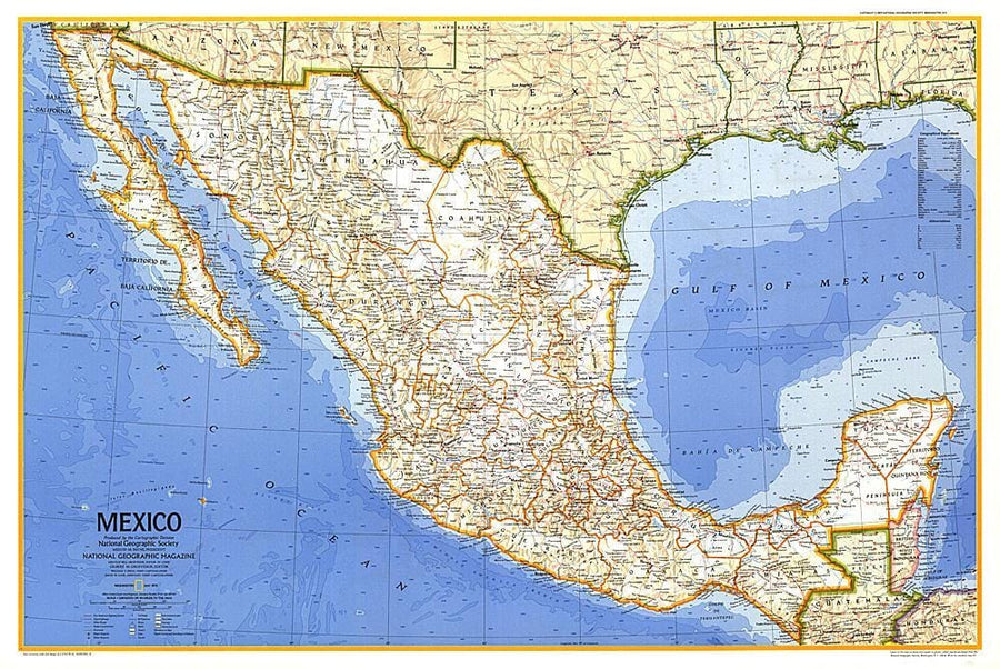 1973 Mexico Map Wall Map 