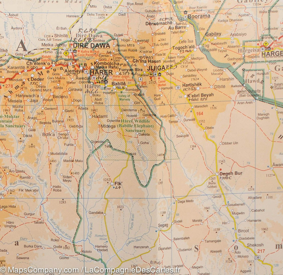 Carte géographique - Ethiopie, Erythrée, Djibouti & Somaliland | Gizi Map carte pliée Gizi Map 