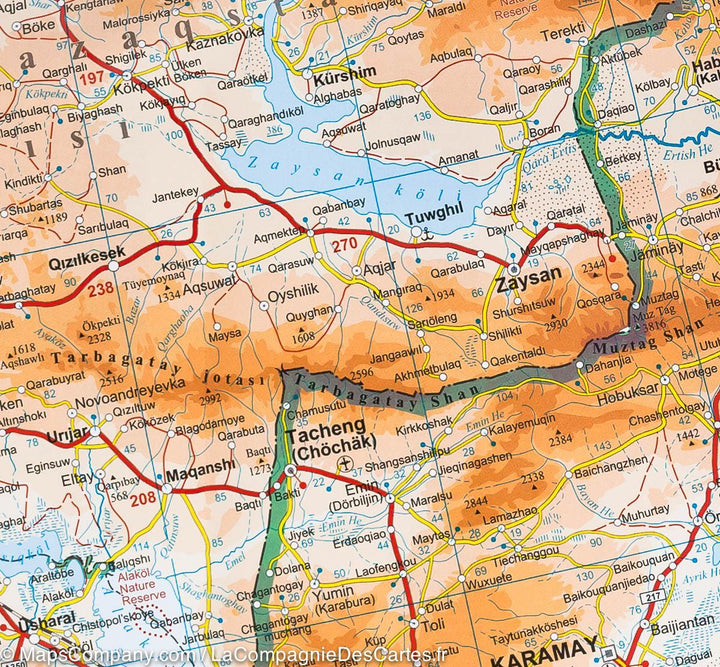Carte géographique - Kazakhstan, Kyrgyzstan, Tajikistan, Turkmenistan & Ouzbekistan | Gizi Map carte pliée Gizi Map 