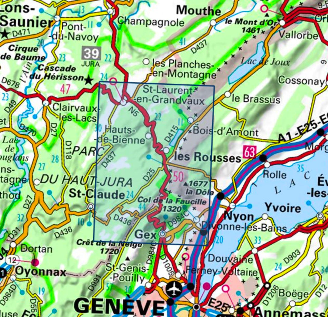 Carte IGN TOP 25 n° 3327 ET - Morez, les Rousses & Col de la Faucille (PNR du Haut Jura) carte pliée IGN 