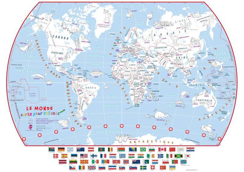 Carte murale à colorier - Le Monde (pour enfants, en anglais) | Maps international carte murale petit tube Maps International 