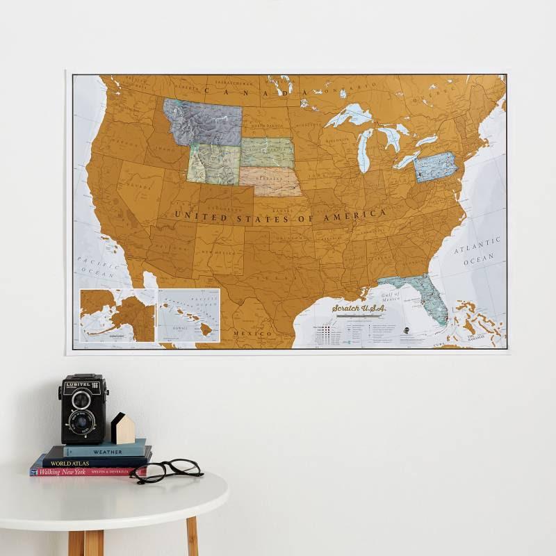 Carte murale à gratter (en anglais) - USA | Maps International carte murale petit tube Maps International 