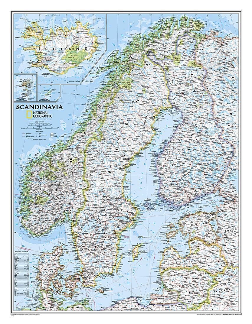 Scandinavia, Classic, Sleeved by National Geographic Maps