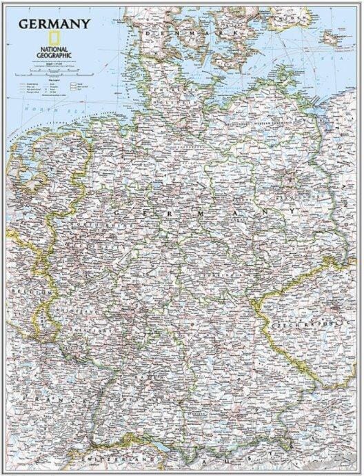 Wall map of Germany (Classic, Sleeved) | National Geographic