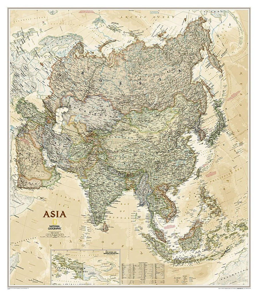 Wall Map of Asia Executive, Sleeved | National Geographic Wall Map 