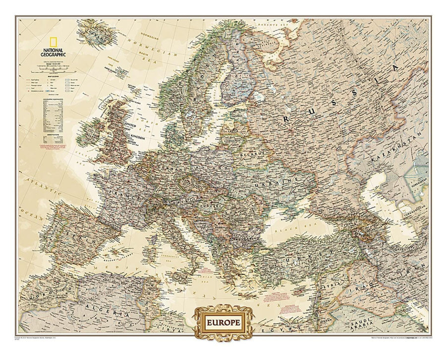 Wall map of Europe (Executive, Sleeved) | National Geographic
