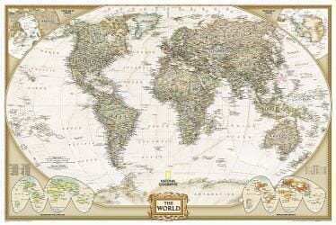 Wall Map of the World, Executive, Poster-Sized, Boxed | National Geographic Road Map 