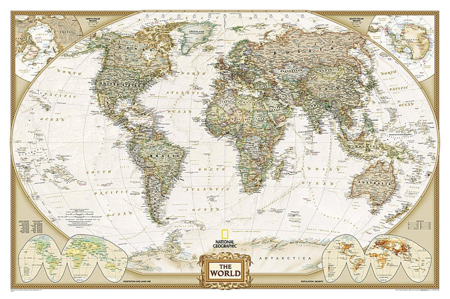 Wall map of The World - Executive (Enlarged & Sleeved) | National Geographic