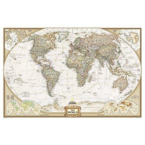 Wall map of The World (Executive, Poster-sized, Sleeved) | National Geographic