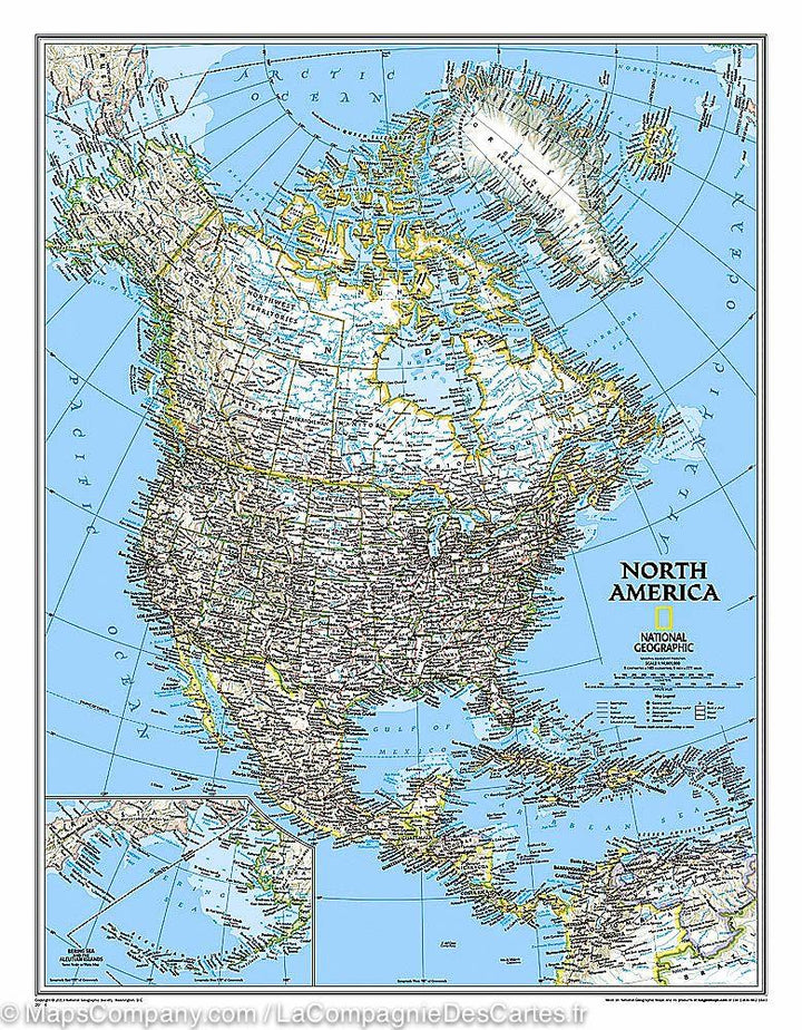 Carte murale (en anglais) - Amérique du Nord | National Geographic carte murale petit tube National Geographic 60 x 77 cm Papier 