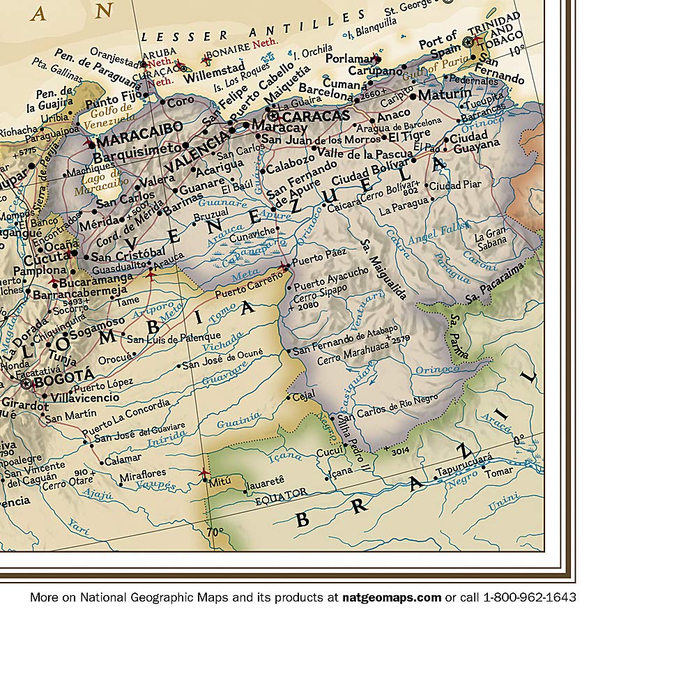 Carte murale (en anglais) - Amérique du Nord politique, style antique - 60 x 78 cm | National Geographic carte murale petit tube National Geographic 