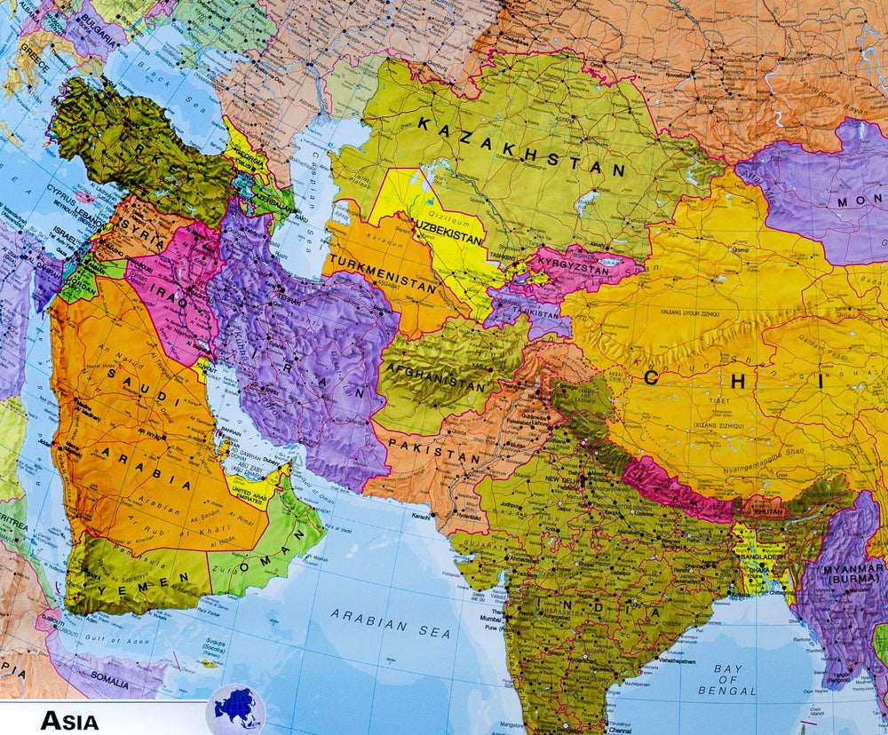 Carte murale – Asie politique (en anglais) – 100 x 120 cm | Maps International - La Compagnie des Cartes