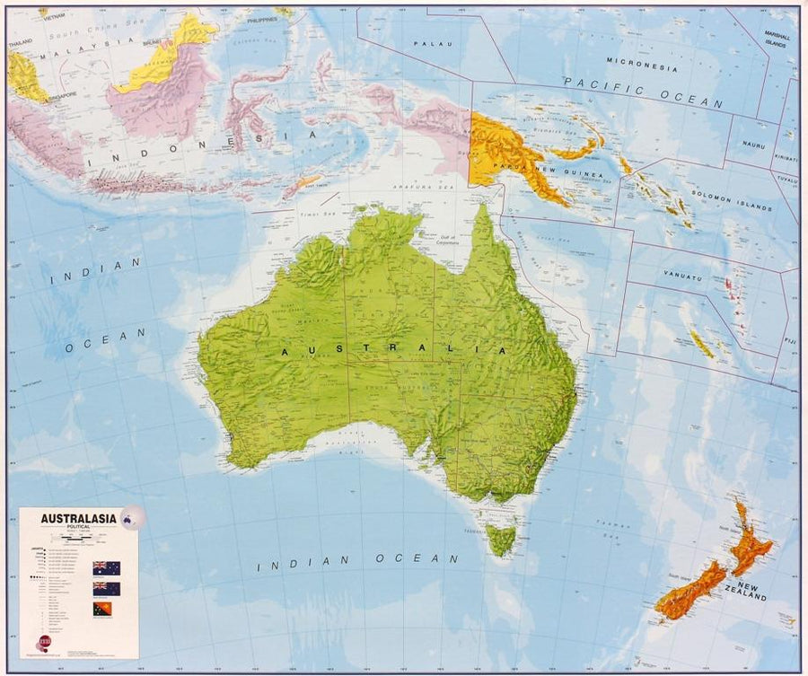 Carte murale (en anglais) - Australasie politique - 120 x 100 cm | Maps International carte murale grand tube Maps International Papier 