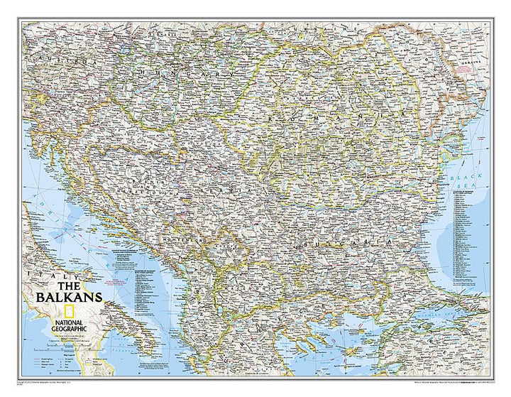 Carte murale (en anglais) - Balkans | National Geographic carte murale petit tube National Geographic 