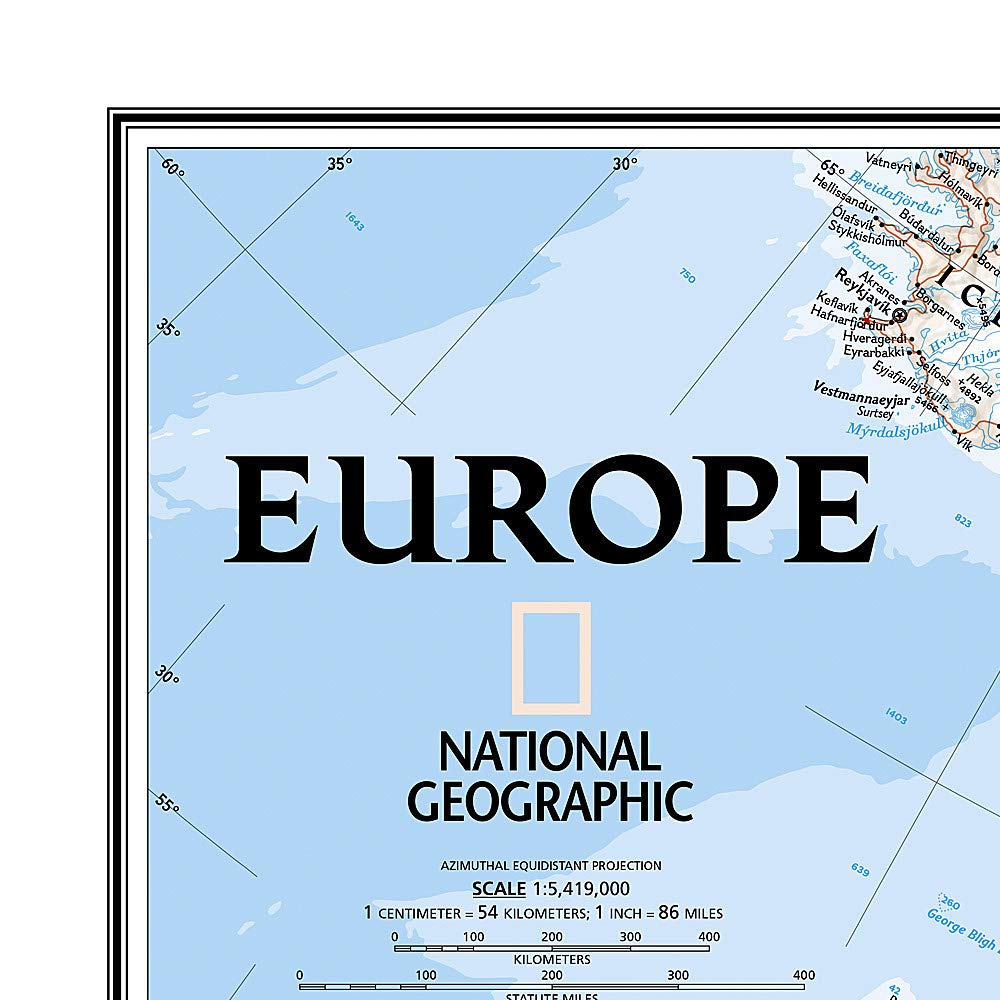 Carte murale (en anglais) - Europe politique, grand format - 114 x 88 cm | National Geographic carte murale petit tube National Geographic 