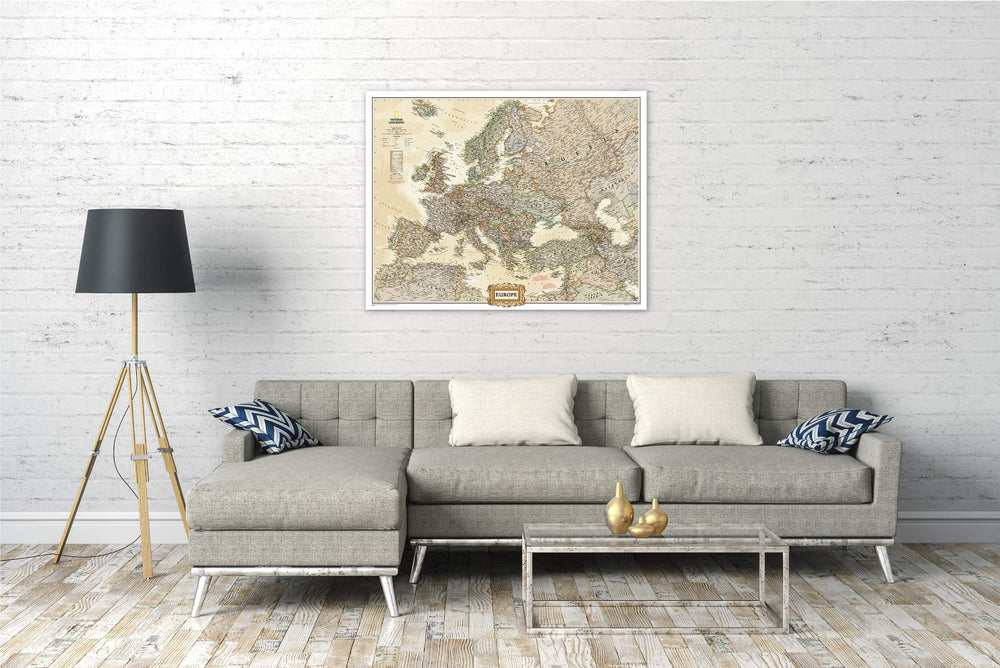 Carte murale (en anglais) - Europe politique, style antique, grand format - 116 x 90 cm | National Geographic carte murale petit tube National Geographic 