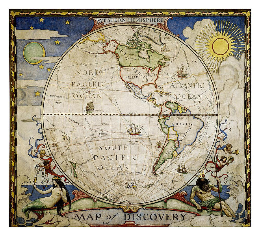 Carte murale (en anglais) - Hémisphère Ouest découverte | National Geographic carte murale petit tube National Geographic 