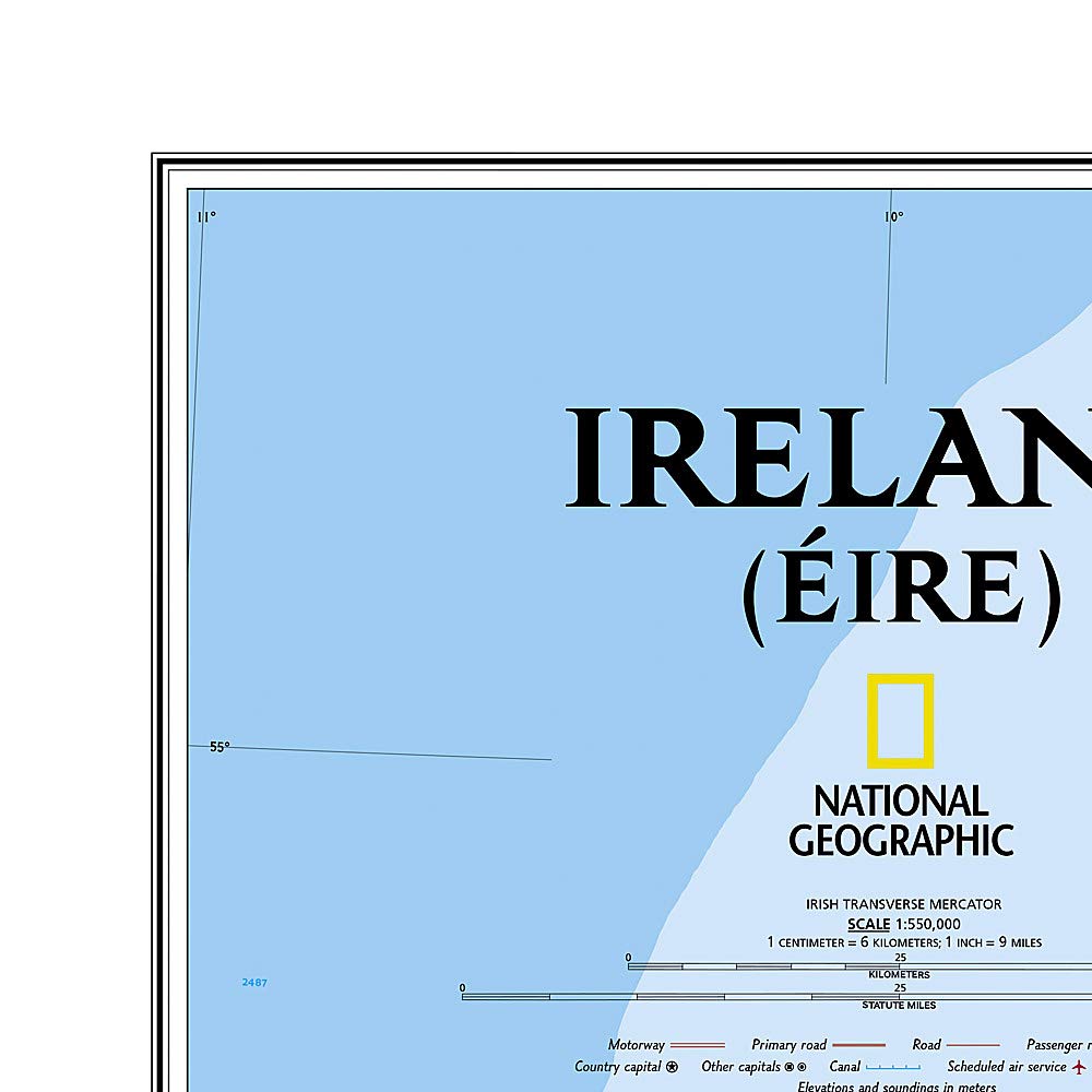 Carte murale (en anglais) - Irlande - 76 x 91 cm | National Geographic carte murale petit tube National Geographic 