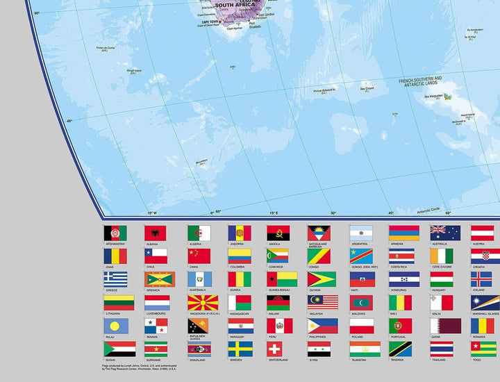 Carte murale (en anglais) - Monde politique, centré sur le Pacifique - 136 x 100 cm | Maps International carte murale grand tube Maps International 