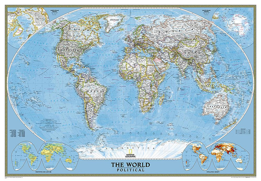 Carte murale (en anglais) - Monde politique, format XL (3 feuilles style papier peint) - à coller | National Geographic carte murale grand tube National Geographic 