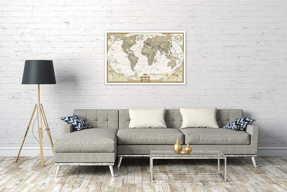 Carte murale (en anglais) - Monde politique, style antique - 117 x 76 cm (format standard) | National Geographic carte murale petit tube National Geographic 