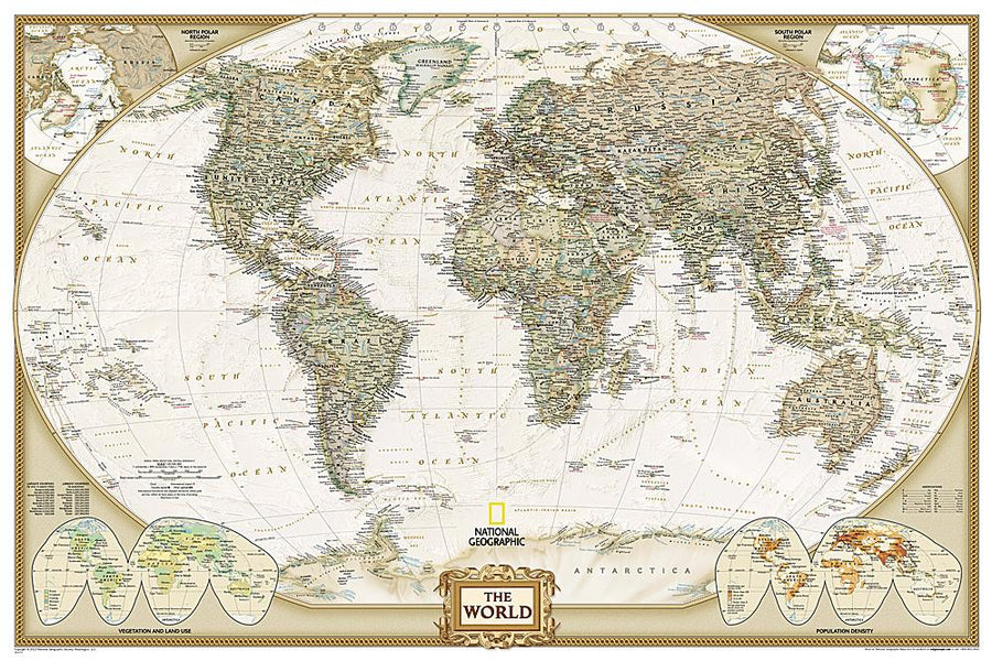 Carte murale (en anglais) - Monde politique, style antique, format poster | National Geographic carte murale petit tube National Geographic Papier 