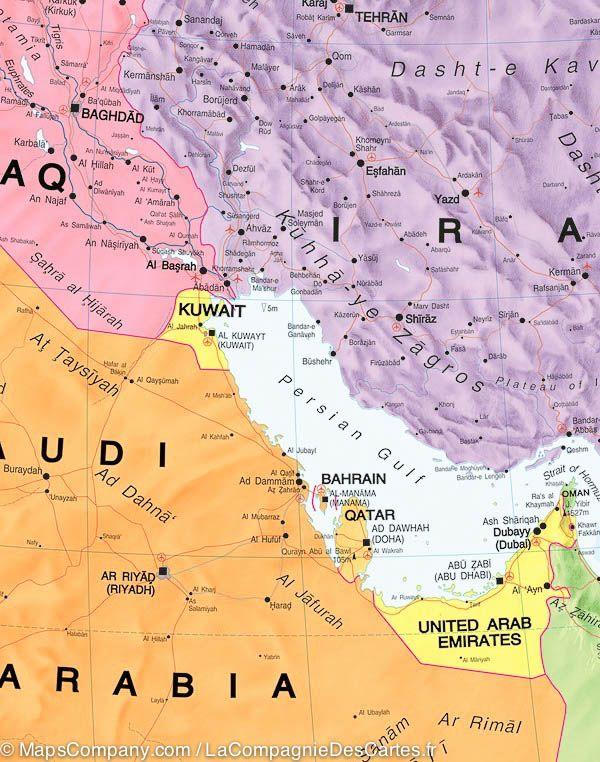 Carte murale plastifiée - Moyen Orient politique (en anglais) - 120 x 100 cm | Maps International - La Compagnie des Cartes