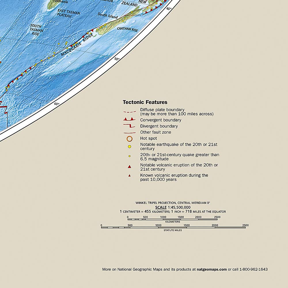 Carte murale (en anglais) - Terre dynamique, Tectonique des plaques - 92 x 61 cm | National Geographic carte murale petit tube National Geographic 